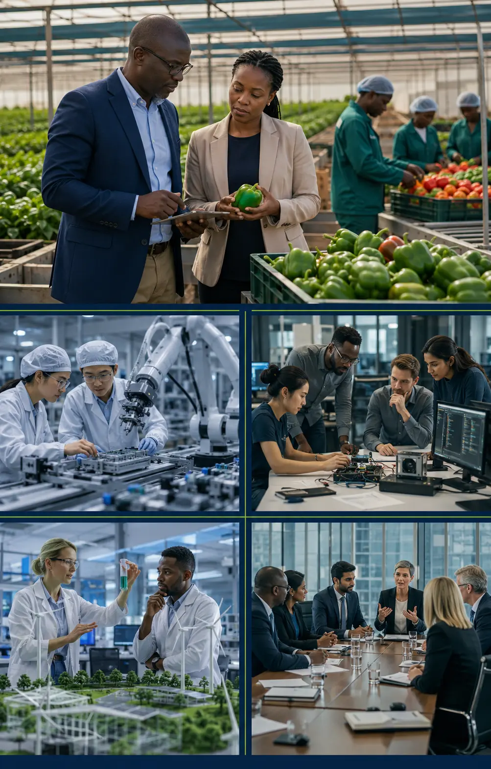 Five regional strategic flagships represented through distinct, professionally bounded sector panels