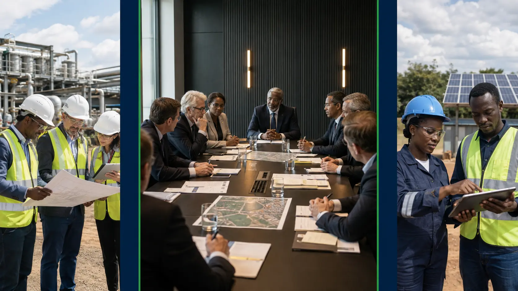 Public, academic, industry, finance and delivery partners collaborating across distinct professional settings